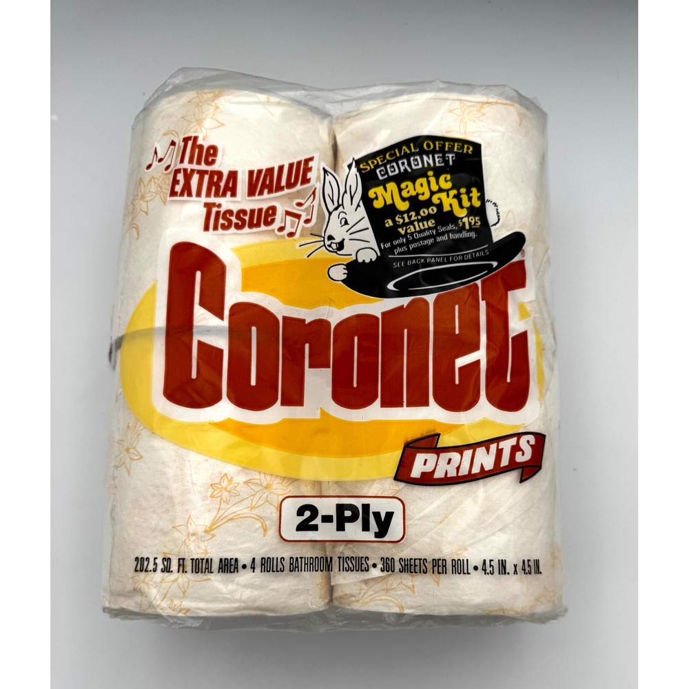 Vintage Coronet Prints Toilet Paper 4-Pack Sealed NOS Retro Magic Kit Offer